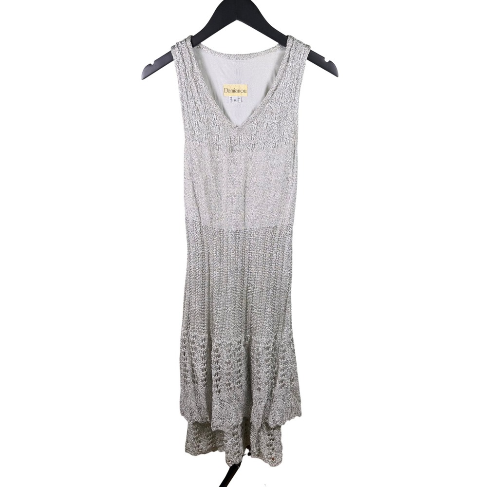 Vintage Fairycore Metallic Crochet Vintage Aesthetic Womens Tiered Midi Dress